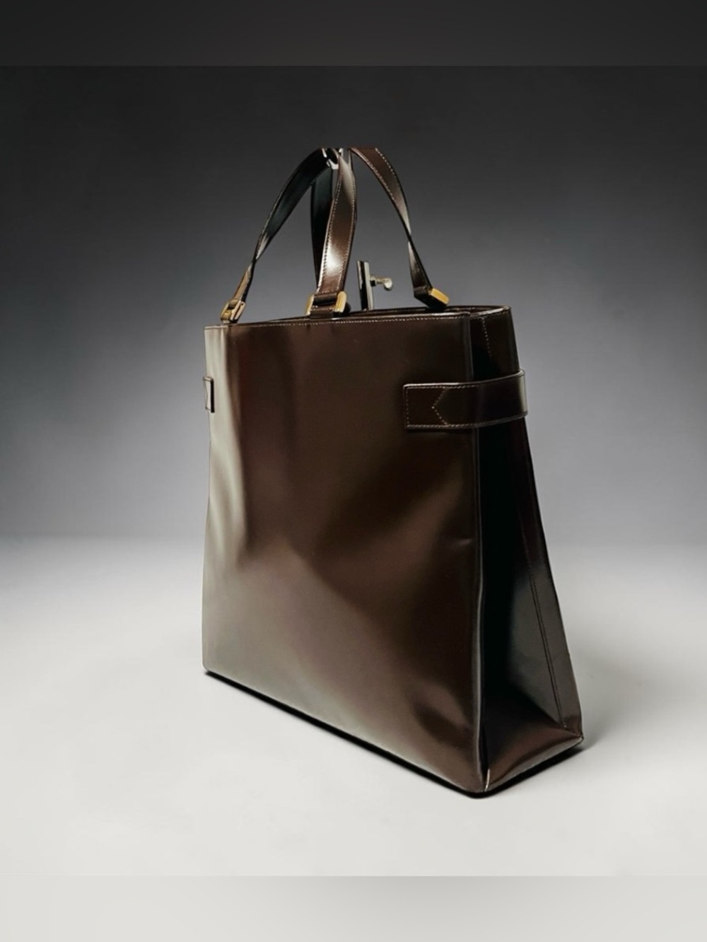 Gucci Tom Ford Leather Chocolate Brown Tote Shoulder Bag - Picture 7 of 15